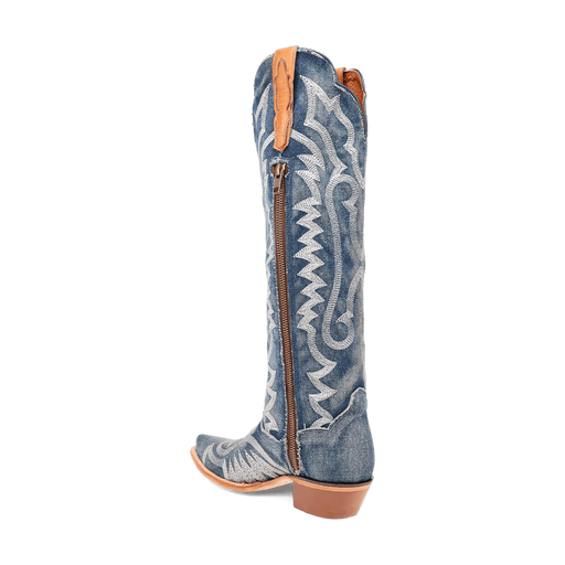 Dan Post Women's Denim Darlin Snip Toe Leather Tall Boots - Blue