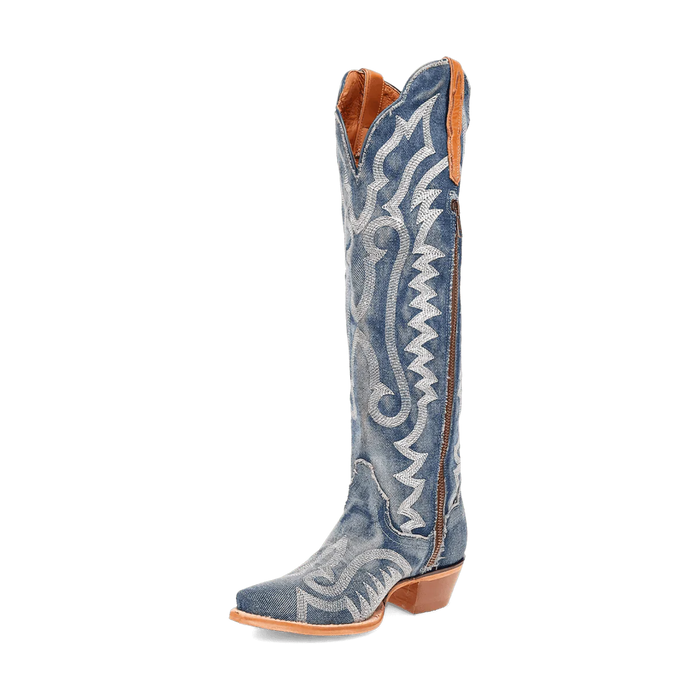 Dan Post Women's Denim Darlin Snip Toe Leather Tall Boots - Blue