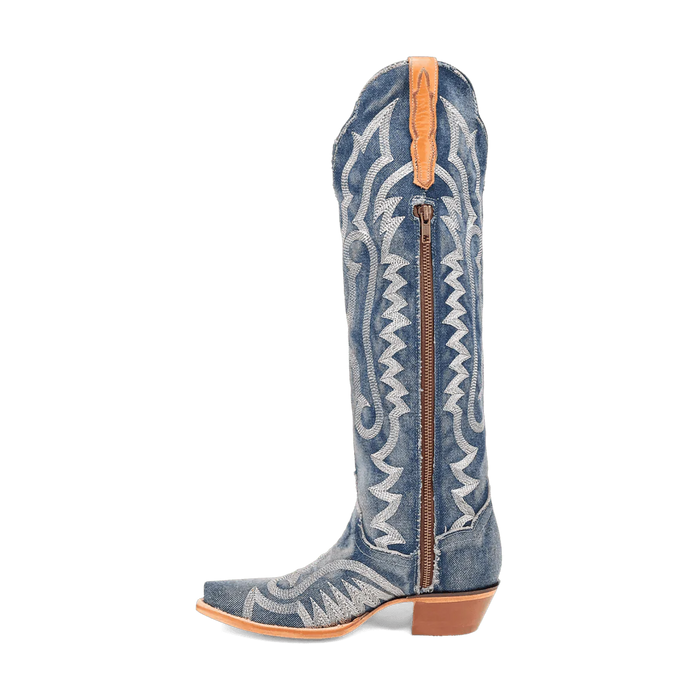 Dan Post Women's Denim Darlin Snip Toe Leather Tall Boots - Blue