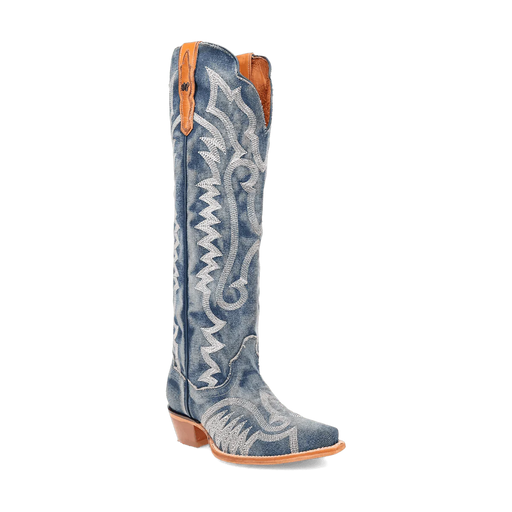 Dan Post Women's Denim Darlin Snip Toe Leather Tall Boots - Blue