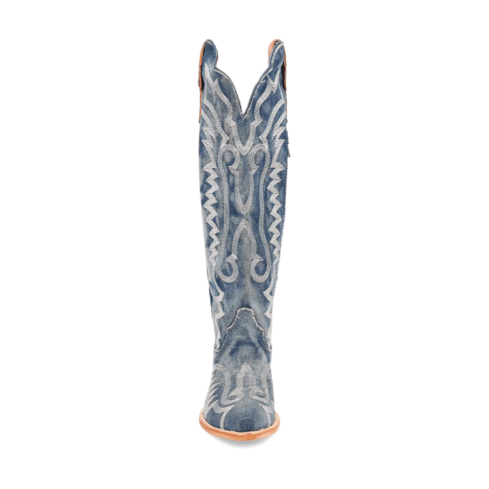 Dan Post Women's Denim Darlin Snip Toe Leather Tall Boots - Blue