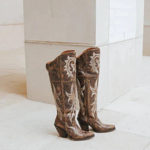 Dan Post Women's Jilted Snip Toe Leather Tall Boots - Brown - Image 9