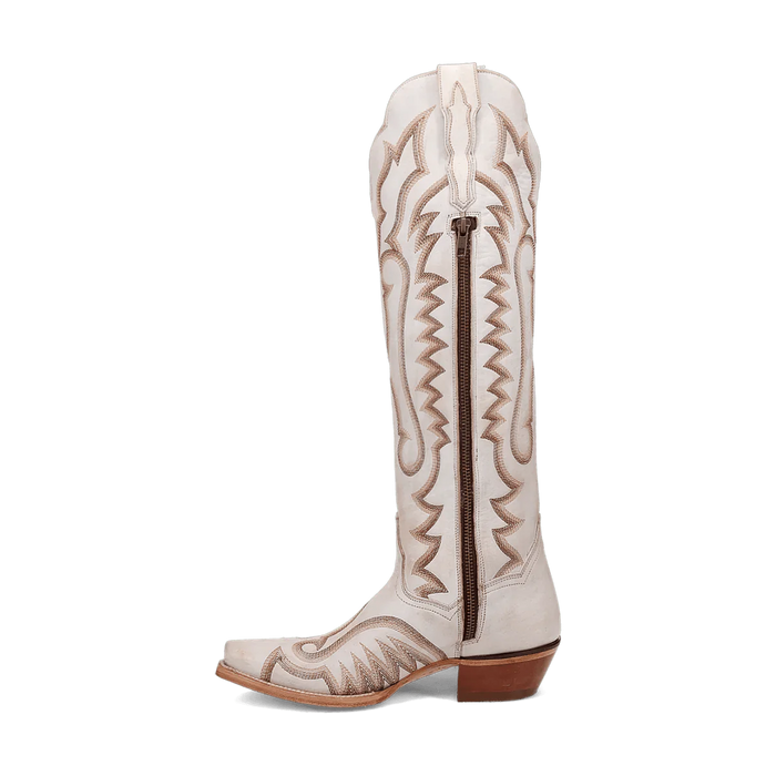 Dan Post Women's Josie Snip Toe Leather Tall Boots - White - Image 3