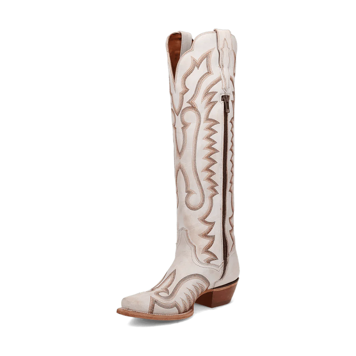 Dan Post Women's Josie Snip Toe Leather Tall Boots - White - Image 5