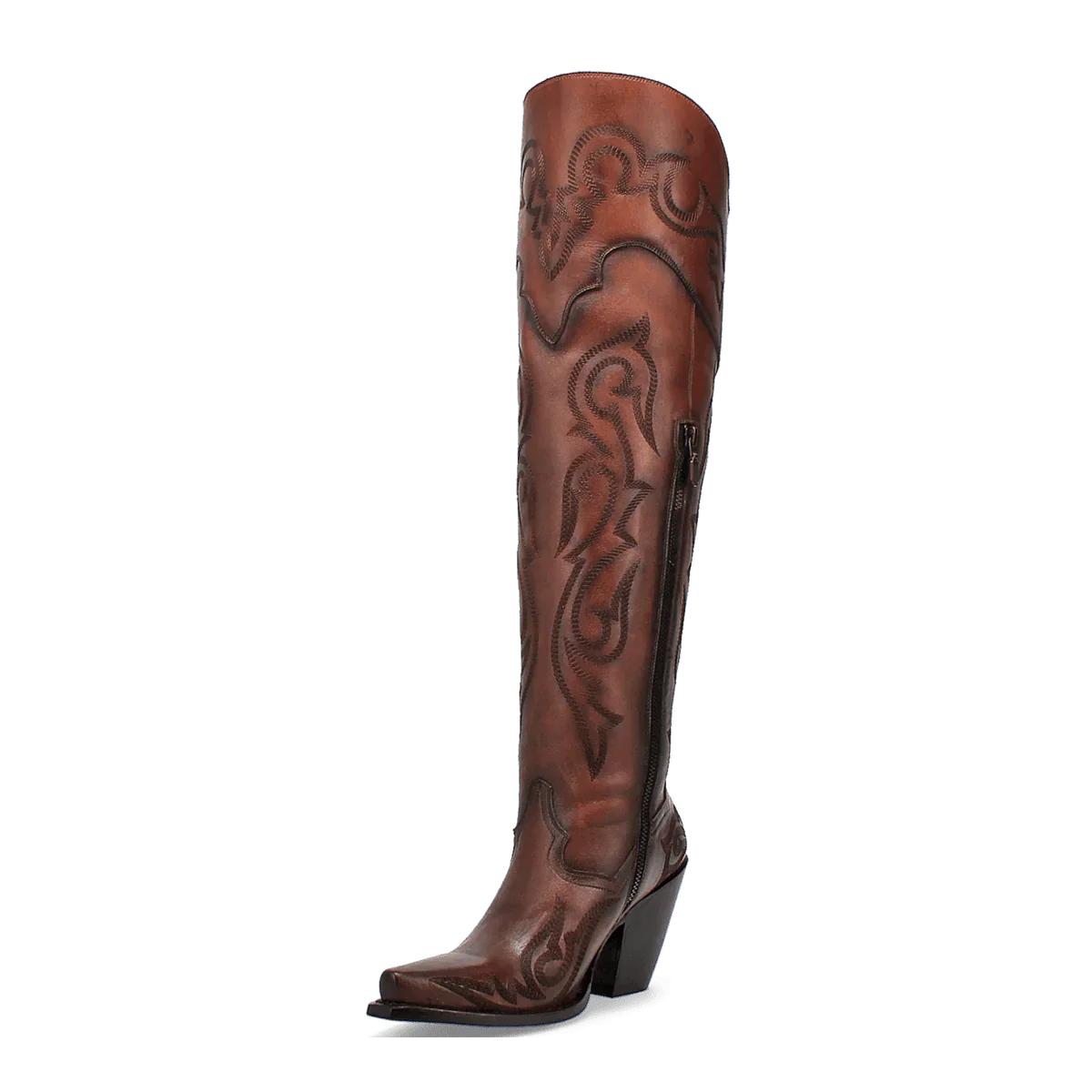Dan Post Women's Seductress Snip Toe Leather Tall Boots - Chestnut - Image 6