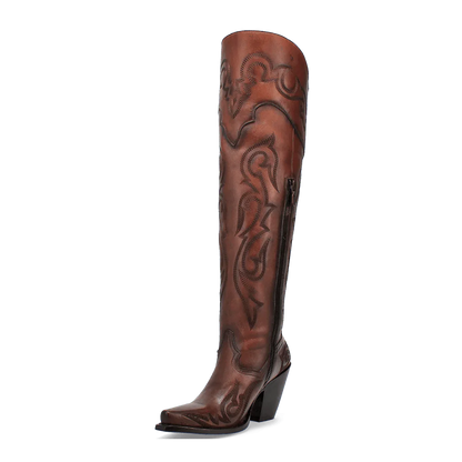 Dan Post Women's Seductress Snip Toe Leather Tall Boots - Chestnut - Image 6