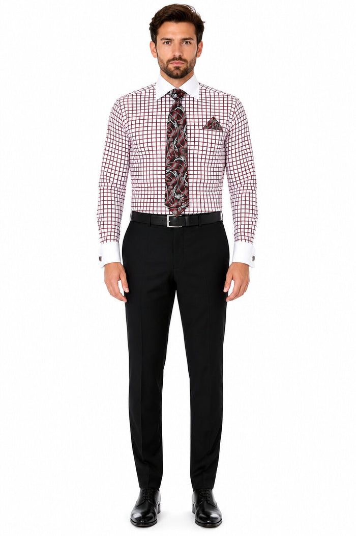 Mens Burgundy Shirt With Tie