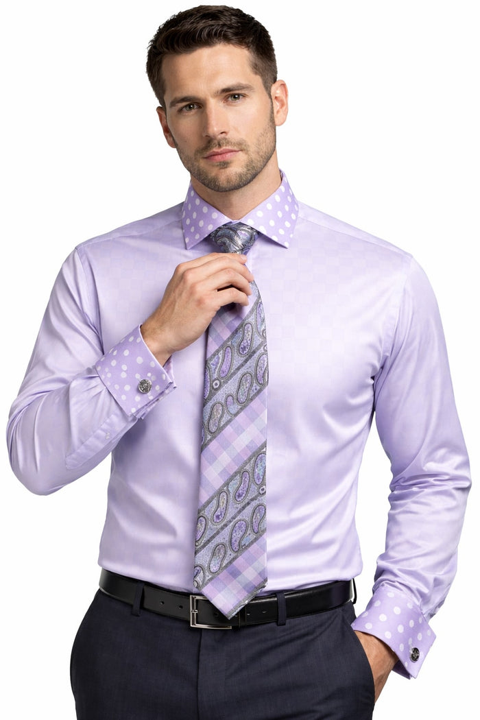 Polka Dot Dress Shirt - Lavender