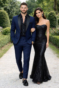 Dark Blue Prom Tuxedo - Wedding Suit - Groom Tuxedo Suit