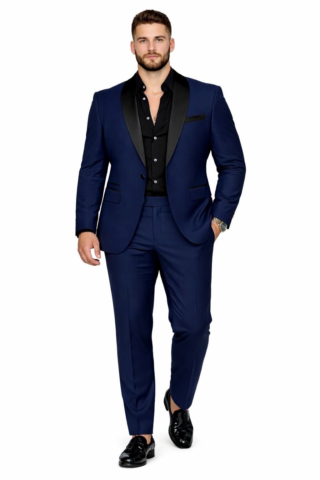 Dark Blue Prom Tuxedo - Wedding Suit - Groom Tuxedo Suit - Image 6