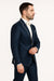 Dark Navy Blue Suit For Men And White Trim Lapel Tuxedo Looking Suit Side Vented Wedding /Prom Fashion