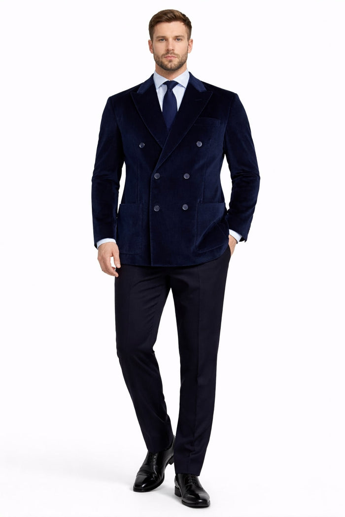 Men'S Velvet Dark Navy Blue Blazer - Sport Coat For Men - Image 6