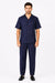 Men's Dark Navy 100% Linen Short Sleeve Plain Casual Casual Two Piece Mens Walking Outfit For Sale Pant Sets Suit With Pleated Pant - Mens Linen Suit