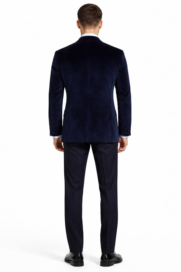 Men'S Velvet Dark Navy Blue Blazer - Sport Coat For Men - Image 2