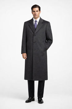 Darkest Charcoal Gray Men'S Dress Coat Long Men'S Dress Topcoat - Winter Coat ~ Men'S Overcoat Long 46 Inches In Length