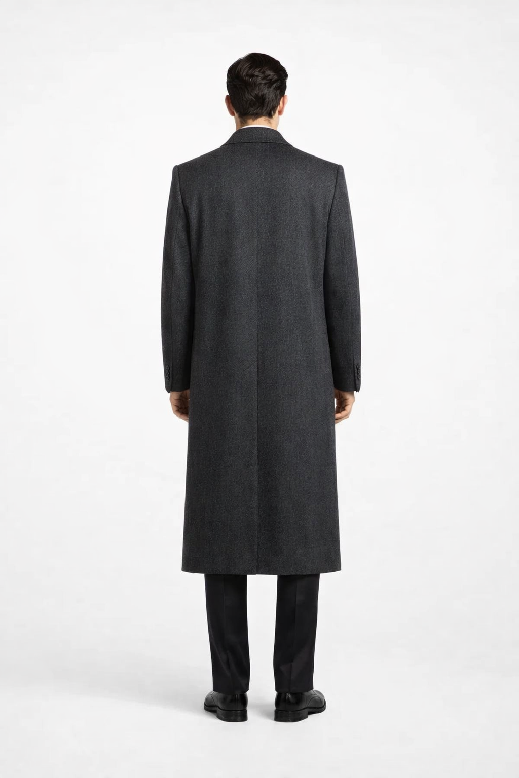 Darkest Charcoal Gray Men'S Dress Coat Long Men'S Dress Topcoat - Winter Coat ~ Men'S Overcoat Long 46 Inches In Length - Image 2