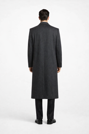 Darkest Charcoal Gray Men'S Dress Coat Long Men'S Dress Topcoat - Winter Coat ~ Men'S Overcoat Long 46 Inches In Length - Image 2