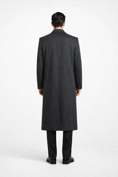 Darkest Charcoal Gray Men'S Dress Coat Long Men'S Dress Topcoat - Winter Coat ~ Men'S Overcoat Long 46 Inches In Length - Image 2