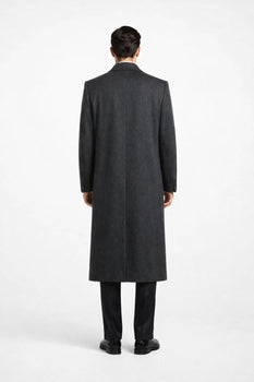 Darkest Charcoal Gray Men'S Dress Coat Long Men'S Dress Topcoat - Winter Coat ~ Men'S Overcoat Long 46 Inches In Length - Image 2