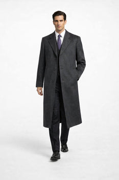 Darkest Charcoal Gray Men'S Dress Coat Long Men'S Dress Topcoat - Winter Coat ~ Men'S Overcoat Long 46 Inches In Length - Image 3