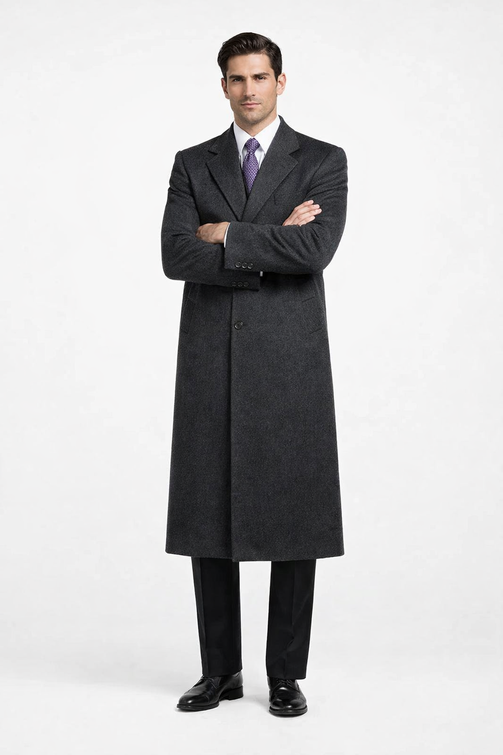 Darkest Charcoal Gray Men'S Dress Coat Long Men'S Dress Topcoat - Winter Coat ~ Men'S Overcoat Long 46 Inches In Length - Image 5
