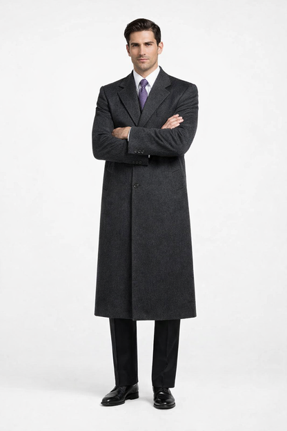 Darkest Charcoal Gray Men'S Dress Coat Long Men'S Dress Topcoat - Winter Coat ~ Men'S Overcoat Long 46 Inches In Length - Image 5