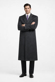 Darkest Charcoal Gray Men'S Dress Coat Long Men'S Dress Topcoat - Winter Coat ~ Men'S Overcoat Long 46 Inches In Length - Image 5
