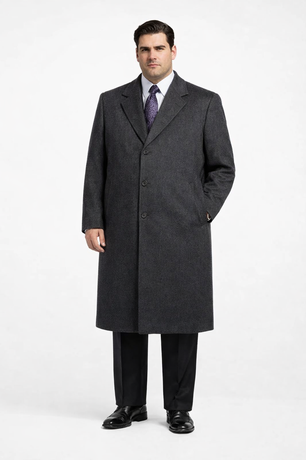 Darkest Charcoal Gray Men'S Dress Coat Long Men'S Dress Topcoat - Winter Coat ~ Men'S Overcoat Long 46 Inches In Length - Image 6