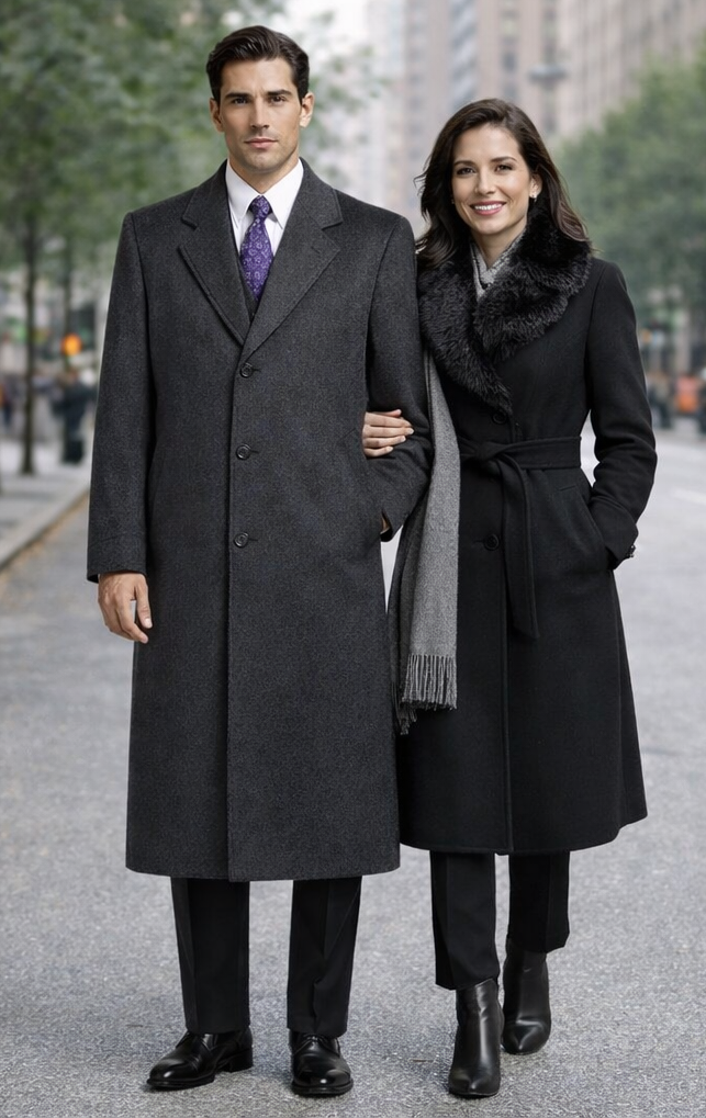 Darkest Charcoal Gray Men'S Dress Coat Long Men'S Dress Topcoat - Winter Coat ~ Men'S Overcoat Long 46 Inches In Length - Image 8
