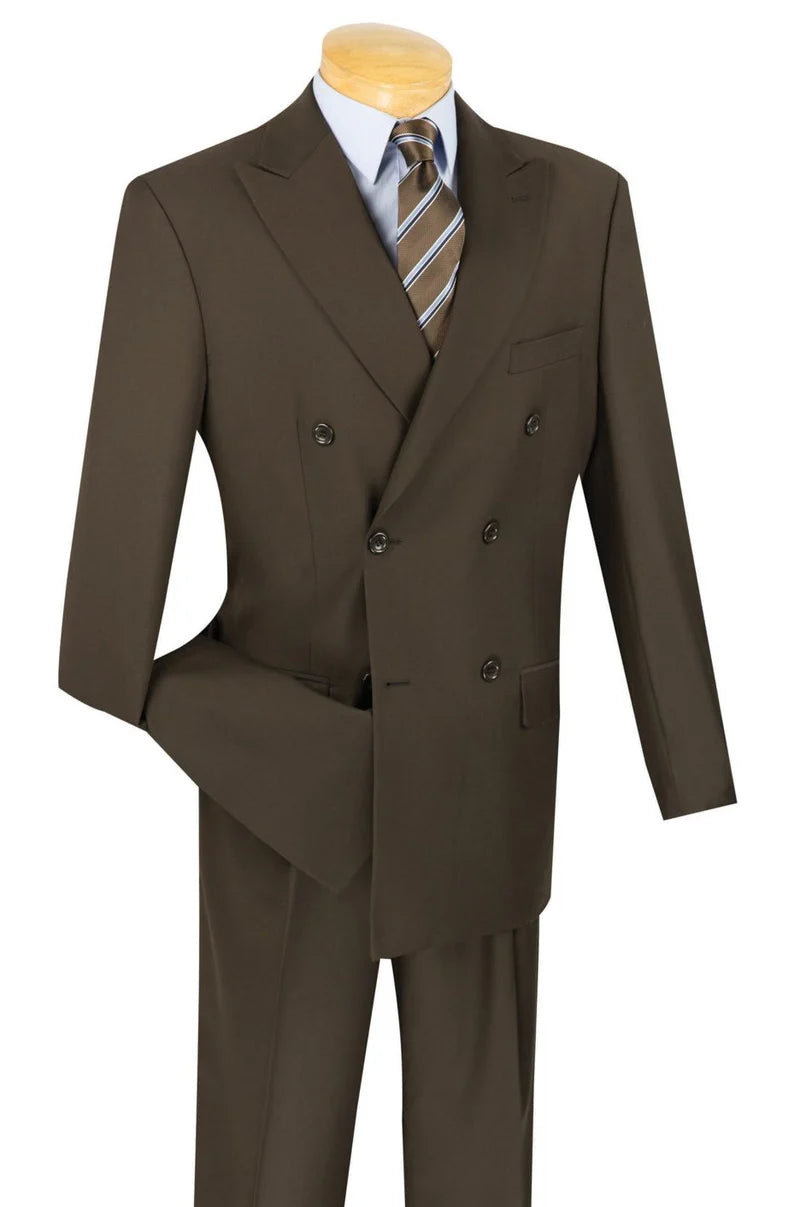 Ramses Collection - Double Breasted Suit 2 Piece Regular Fit in Brown Modern Fit