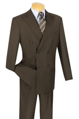 Ramses Collection - Double Breasted Suit 2 Piece Regular Fit in Brown Modern Fit