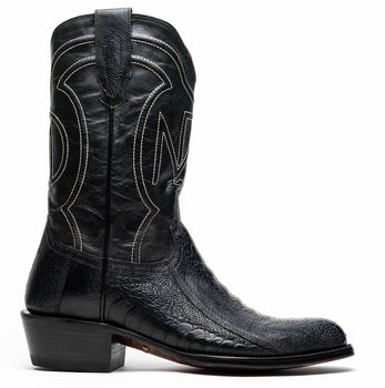 Marco Di Milano Denver Black Ostrich Leg Round Toe Cowboy Boots - Image 2