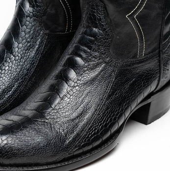 Marco Di Milano Denver Black Ostrich Leg Round Toe Cowboy Boots - Image 4