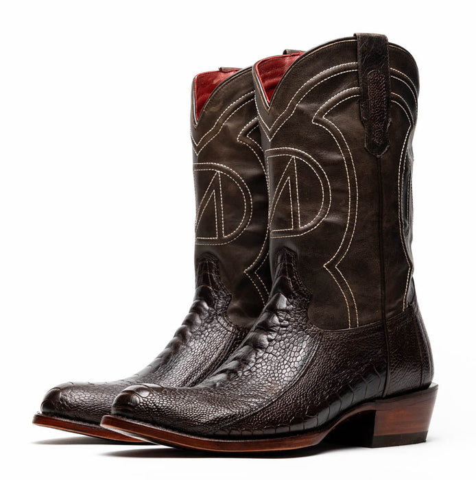Marco Di Milano Denver Brown Ostrich Leg Round Toe Cowboy Boots