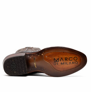 Marco Di Milano Denver Brown Ostrich Leg Round Toe Cowboy Boots