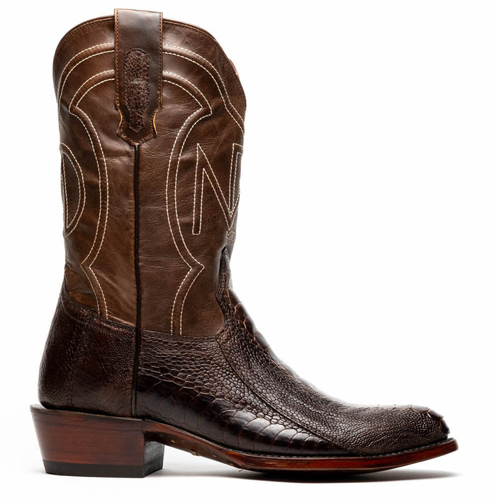 Marco Di Milano Denver Clear Brown Ostrich Leg Round Toe Cowboy Boots - Image 2