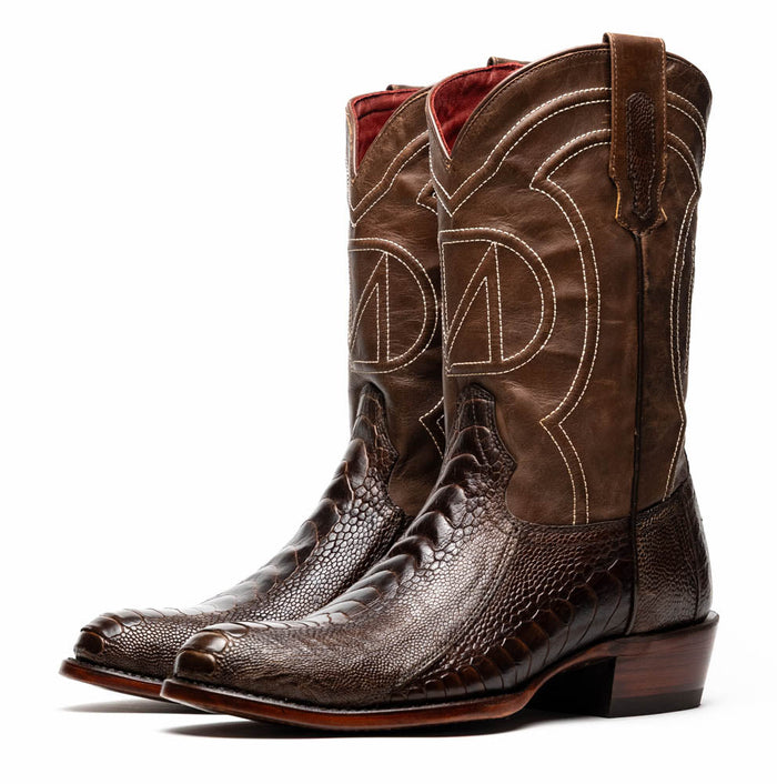Marco Di Milano Denver Clear Brown Ostrich Leg Round Toe Cowboy Boots - Image 3