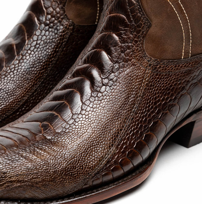 Marco Di Milano Denver Clear Brown Ostrich Leg Round Toe Cowboy Boots - Image 4