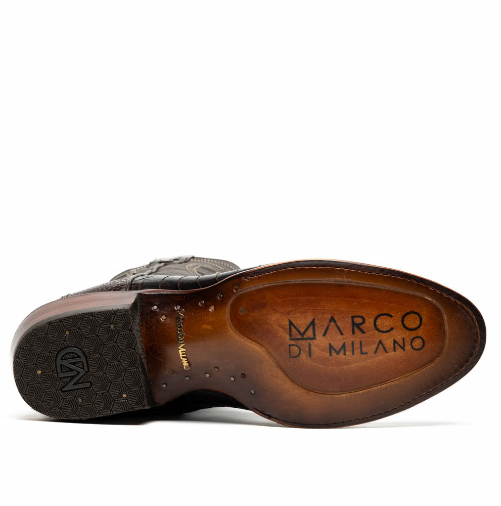 Marco Di Milano Denver Clear Brown Ostrich Leg Round Toe Cowboy Boots - Image 6