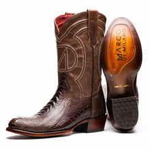 Marco Di Milano Denver Clear Brown Ostrich Leg Round Toe Cowboy Boots