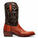 Marco Di Milano Denver Rustic Cognac Ostrich Leg Round Toe Cowboy Boots