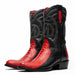 Marco Di Milano Denver Red / Black Ostrich Leg Round Toe Cowboy Boots