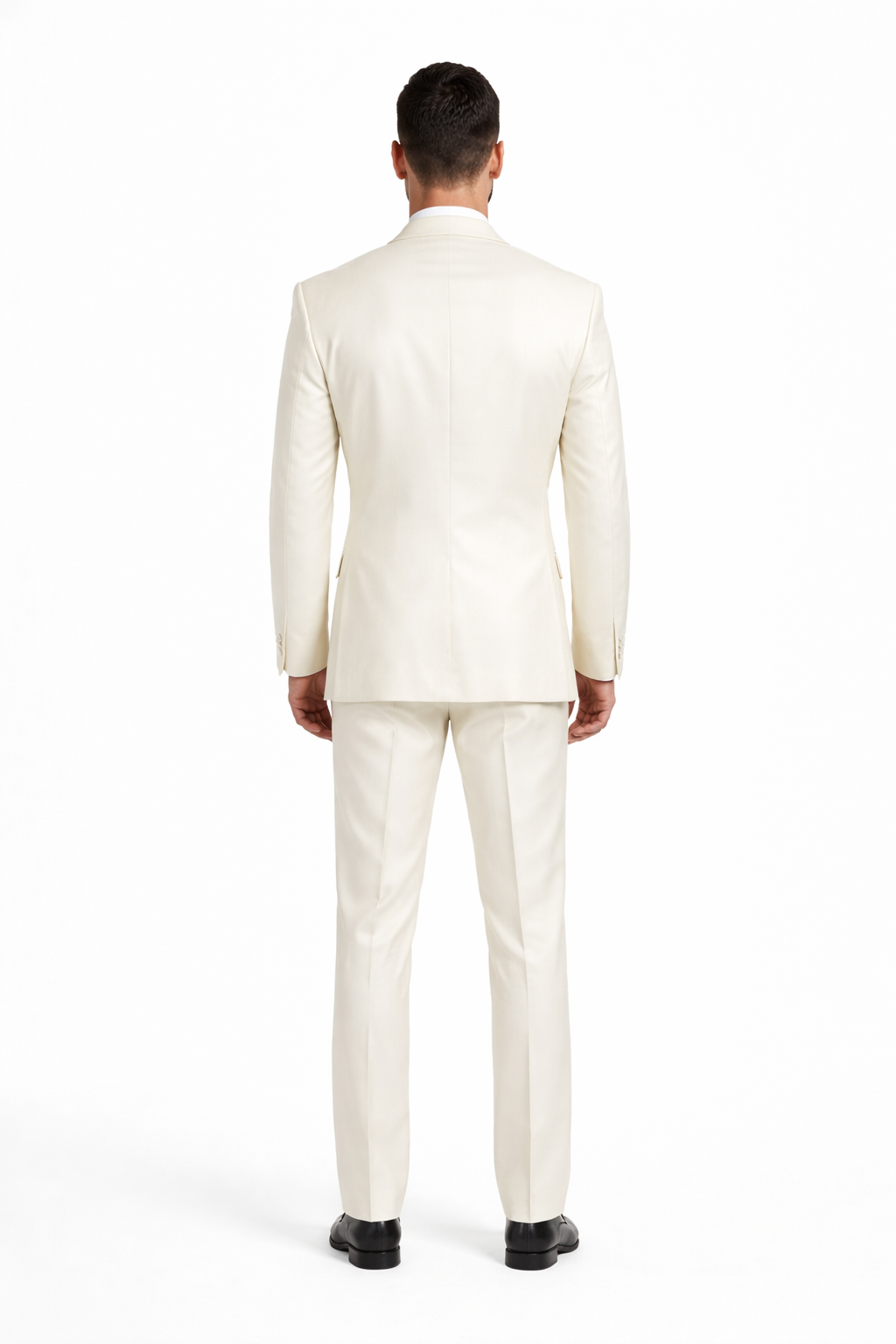 Designer Brand Men'S Shiny Off-White Two-Button Two-Piece Slim Fit Suit - Image 7