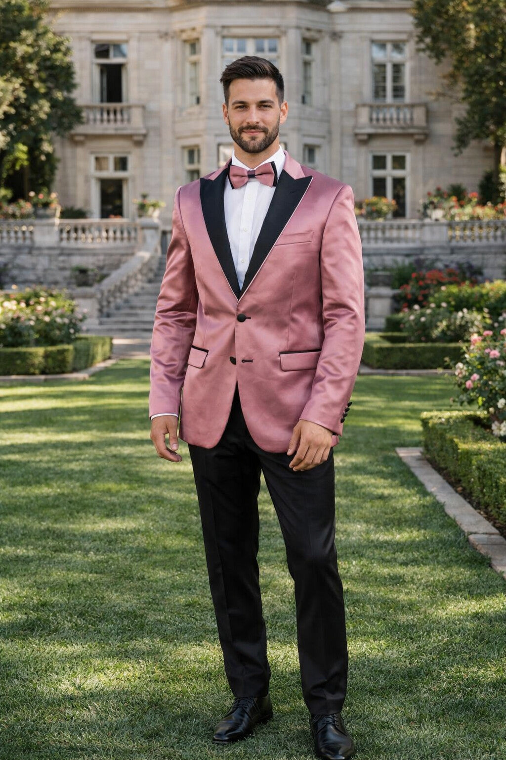 Men's ( Rose Gold - Dusty Rose ) - Blush Dark Pink  tuxedo Blazer Dinner Jacket - Image 7