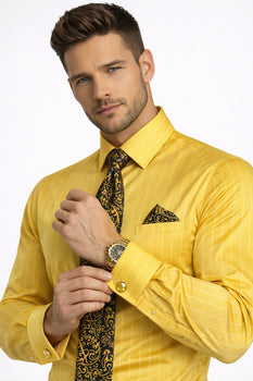 Gold Colorful Men'S Dress Shirt - Image 6