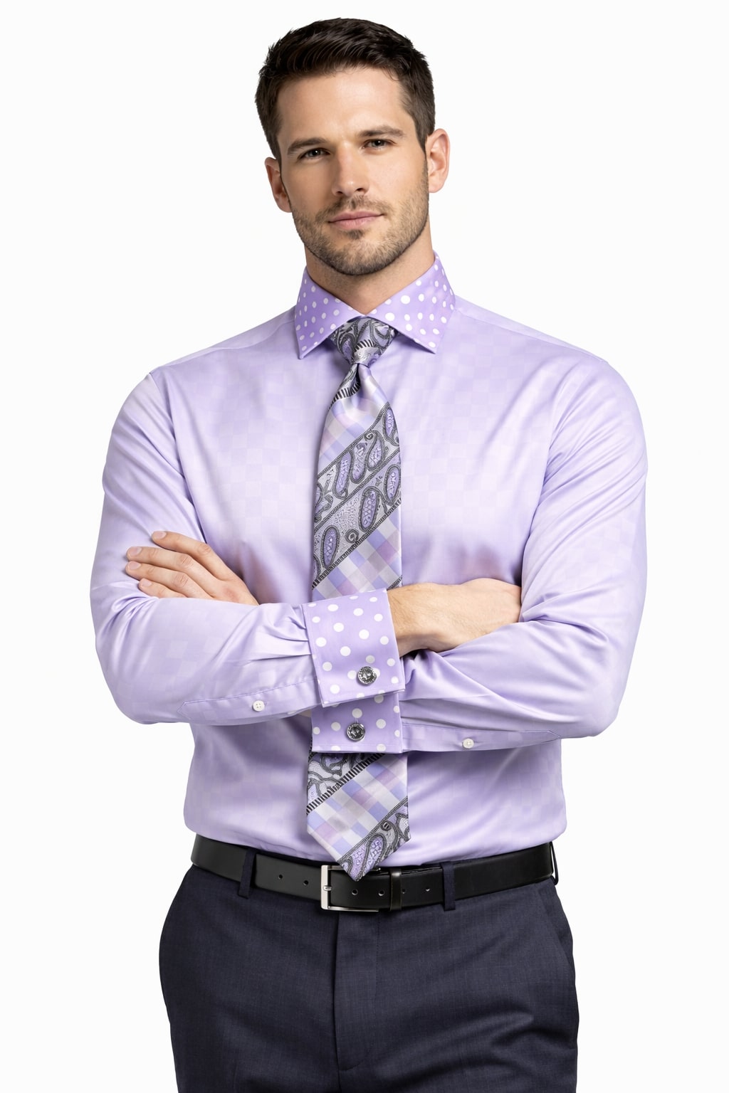 Polka Dot Dress Shirt - Lavender