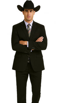 Designer Men's 2 buttons fully lined slim fit Black suits - Image 5