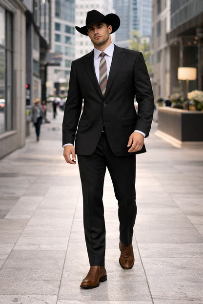 Designer Men's 2 buttons fully lined slim fit Black suits