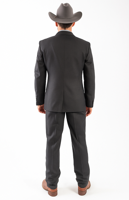Designer Men's 2 buttons fully lined slim fit charcoal suit - Image 2