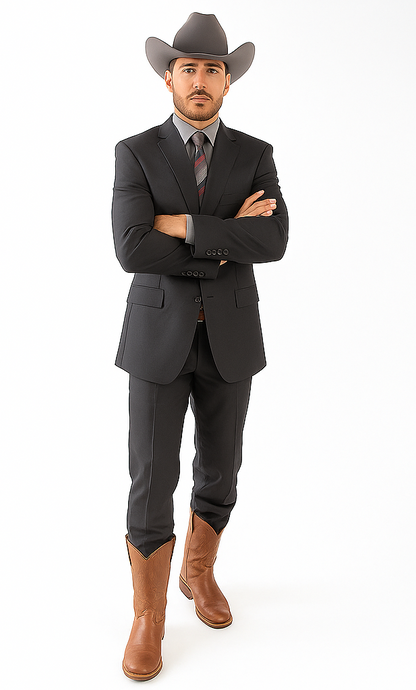 Designer Men's 2 buttons fully lined slim fit charcoal suit - Image 5
